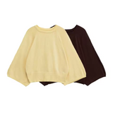 Pull Femme Col Ras du Cou Élégant | Manches Chauve-Souris