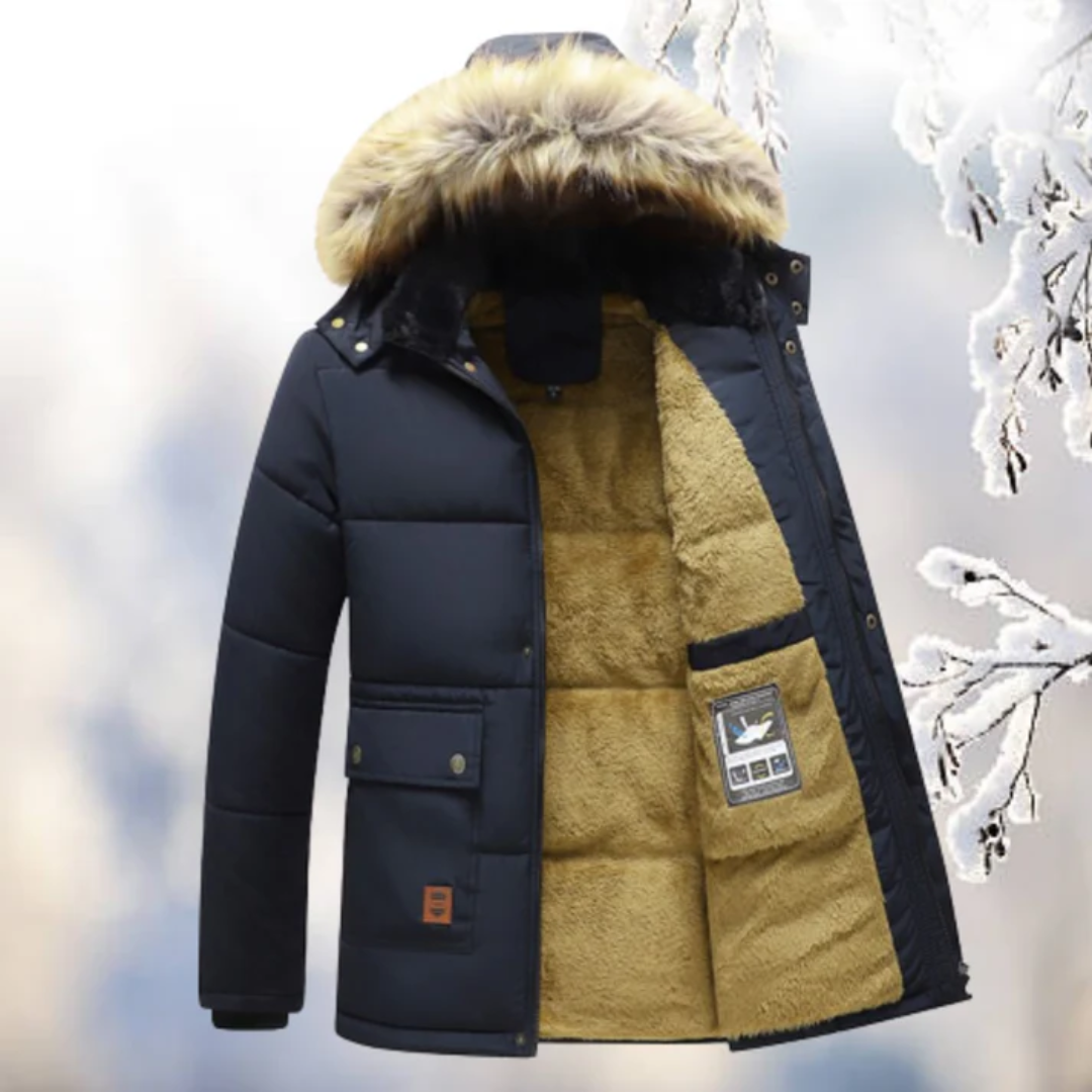 Parka d'Hiver pour Hommes | Doublée de Plumes et Capuche en Fourrure