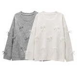 Pull Femme Col Rond | Détails Nœuds