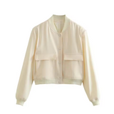 Chic Bomber Woman Kurtka | V -Neck z kieszeniami