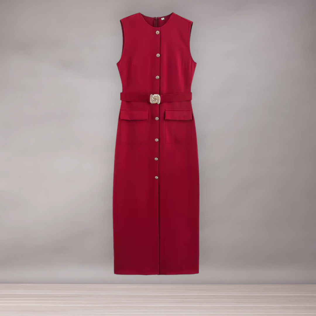 Sukienka midi bez rękawów damska | Elegancki, wyregulowany