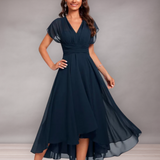 Robe Élégante en Mousseline Asymétrique pour Femme | Fluide