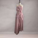 Robe Longue Asymétrique Plissée avec Volants pour Femme | Élégante