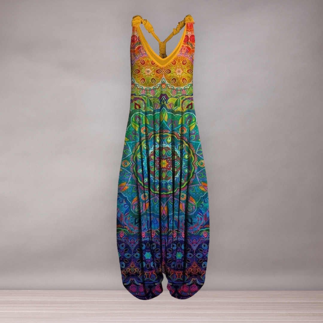 Combinaison bohème ample pour femmes à motifs colorés | Énergique