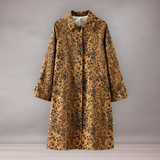Manteau Femme Long à Imprimé Léopard | Fermeture à Boutons