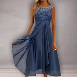 Robe midi élégante pour femmes avec détails en dentelle | Flottante