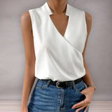 Blouse sans manches pour femmes avec décolleté en V | Élégante
