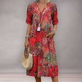 Robe ample pour femmes à motifs vifs | Au genou