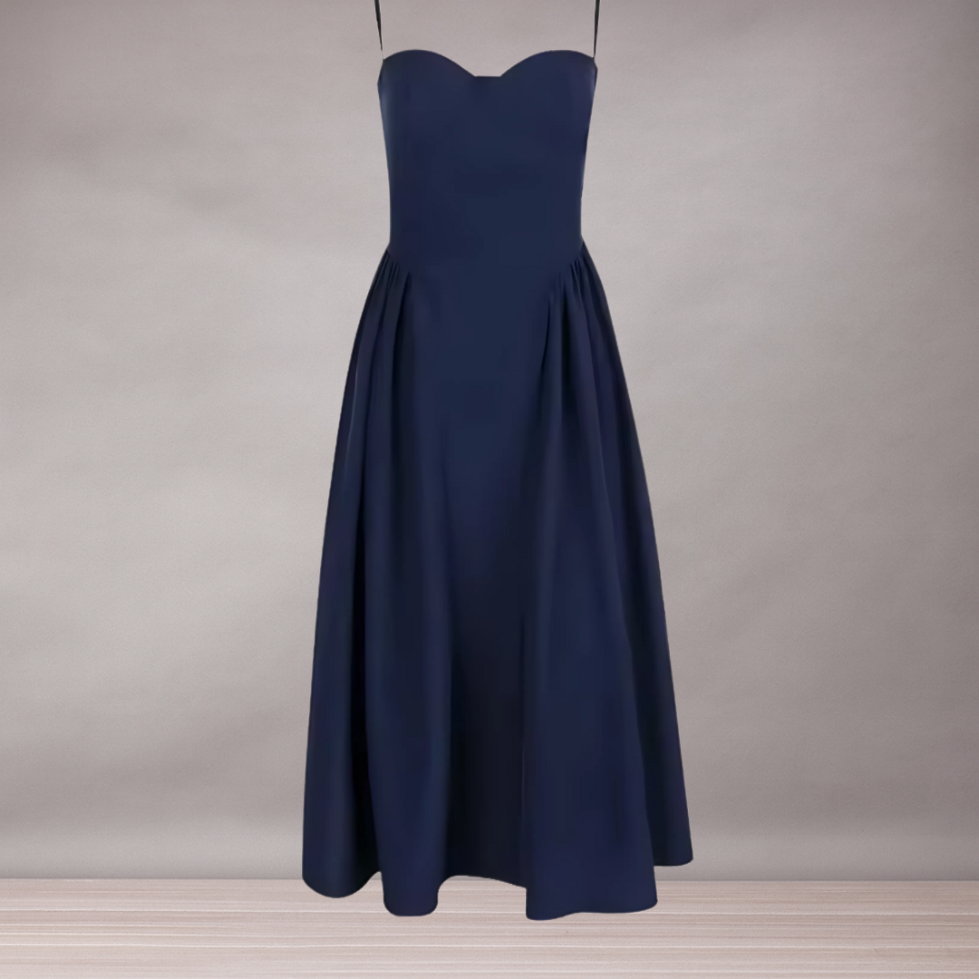 Bustier midi dress with fine straps for women | Elegant