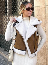 Gilet Femme Sans Manches Style Biker | Fermeture Éclair Asymétrique