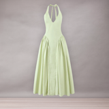 Robe Longue Plissée à Col Halter pour Femme | Élégante