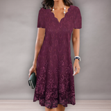 Robe élégante pour femmes en forme de A à fleurs | Au genou