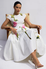 Tirenta - Robe Longue Roses Peintes