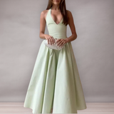 Robe Longue Plissée à Col Halter pour Femme | Élégante