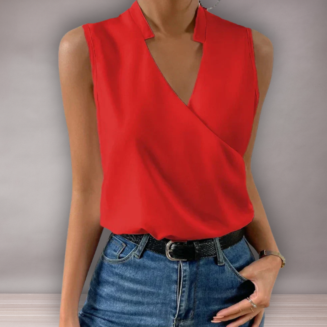 Blouse sans manches pour femmes avec décolleté en V | Élégante