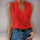 Blouse sans manches pour femmes avec décolleté en V | Élégante
