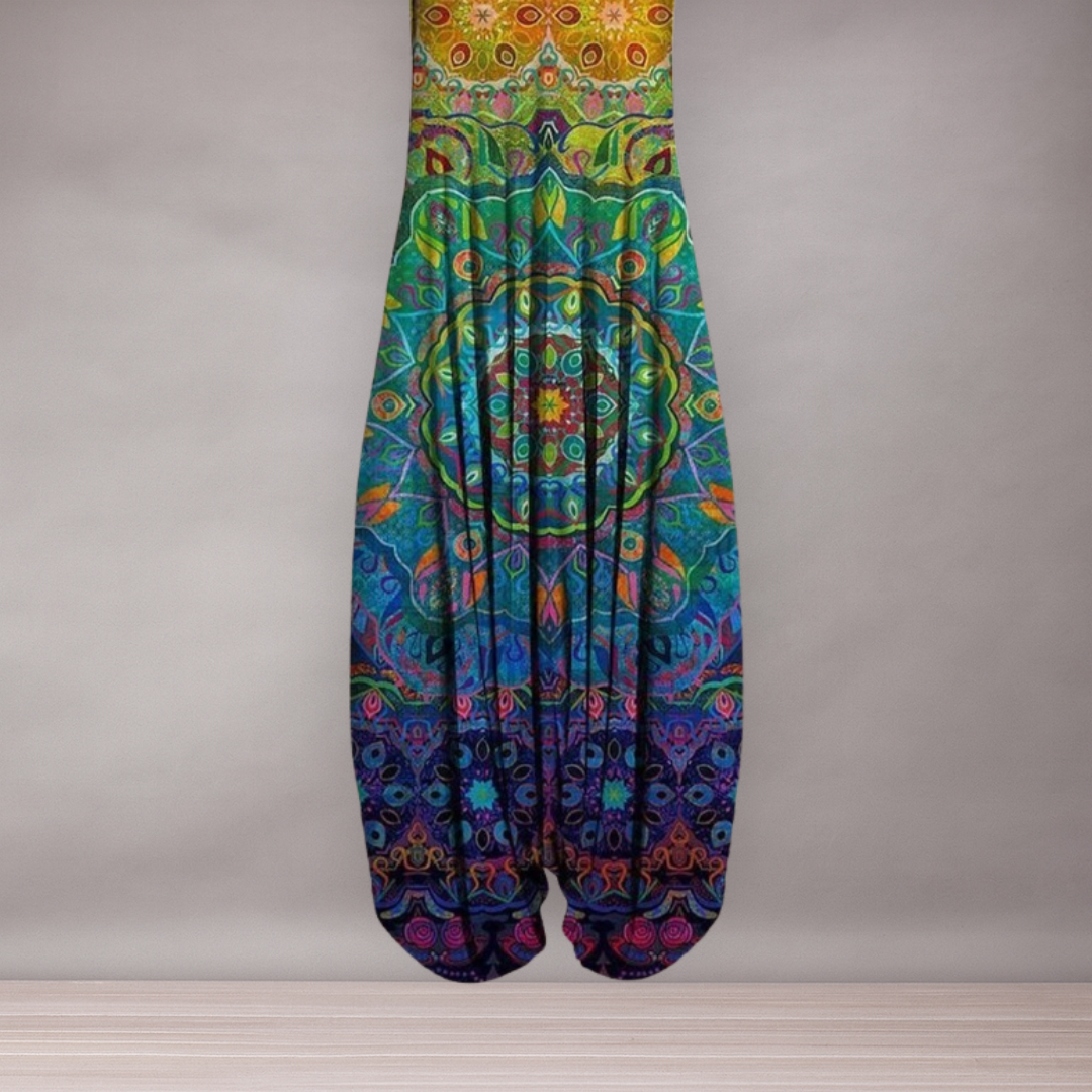 Combinaison bohème ample pour femmes à motifs colorés | Énergique