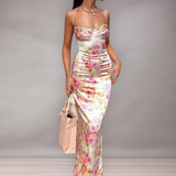 Robe Longue Ajustée Imprimée Florale pour Femme | Élégante