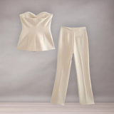 High waist pants set and buttoned vest for women | Elegance and daily comfort