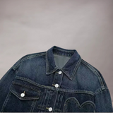 Veste Femme Courte en Jean | Détail Cœur