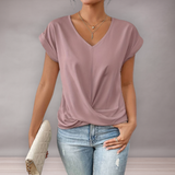Blouse femme col V avec nœud torsadé | Décontractée