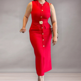 Robe Midi Sans Manches Femme | Élégante Ajustée