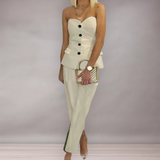 High waist pants set and buttoned vest for women | Elegance and daily comfort