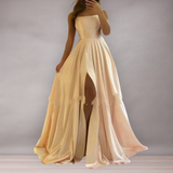 Robe Longue Bustier avec Fente pour Femme | Élégante