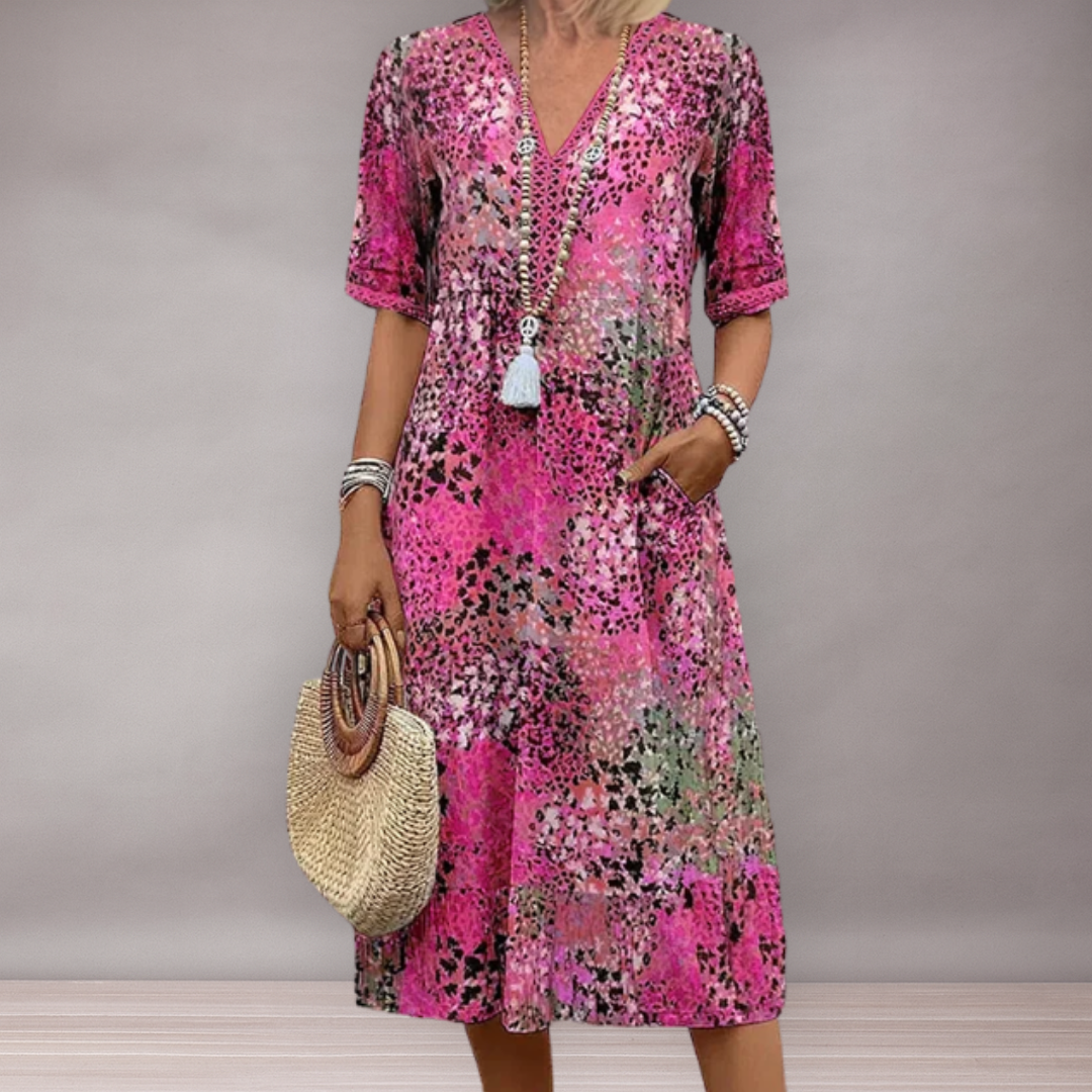 Robe ample pour femmes à motifs vifs | Au genou