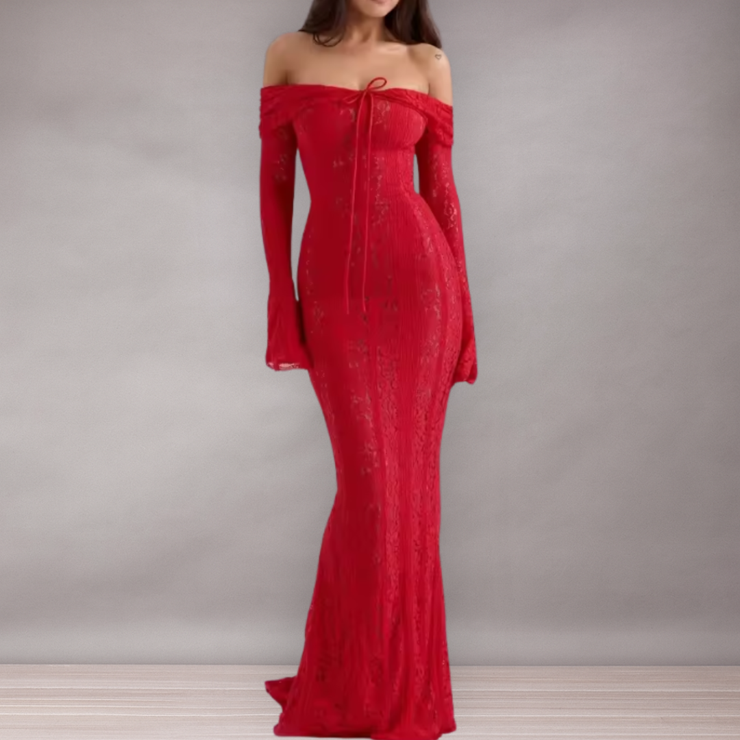 Robe Sirène Élégante en Dentelle Épaules Dénudées pour Femme | Ajustée