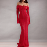 Robe Sirène Élégante en Dentelle Épaules Dénudées pour Femme | Ajustée