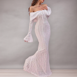 Robe Sirène Élégante en Dentelle Épaules Dénudées pour Femme | Ajustée