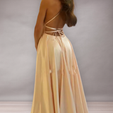 Robe Longue Bustier avec Fente pour Femme | Élégante