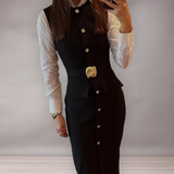 Robe Midi Sans Manches Femme | Élégante Ajustée