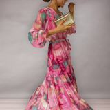 Robe maxi fluide pour femmes à motifs | Élégante