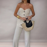 High waist pants set and buttoned vest for women | Elegance and daily comfort