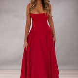 Robe midi bustier à bretelles fines pour femme | Élégante