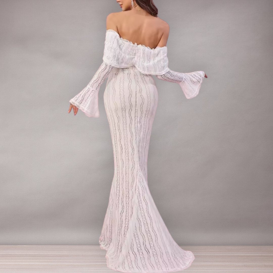Robe Sirène Élégante en Dentelle Épaules Dénudées pour Femme | Ajustée