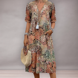 Robe ample pour femmes à motifs vifs | Au genou