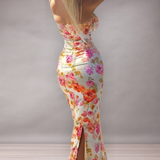 Robe Longue Ajustée Imprimée Florale pour Femme | Élégante
