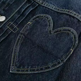 Veste Femme Courte en Jean | Détail Cœur