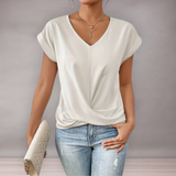 Blouse femme col V avec nœud torsadé | Décontractée