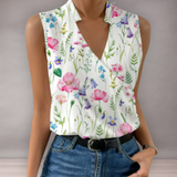 Blouse sans manches pour femmes avec décolleté en V | Élégante