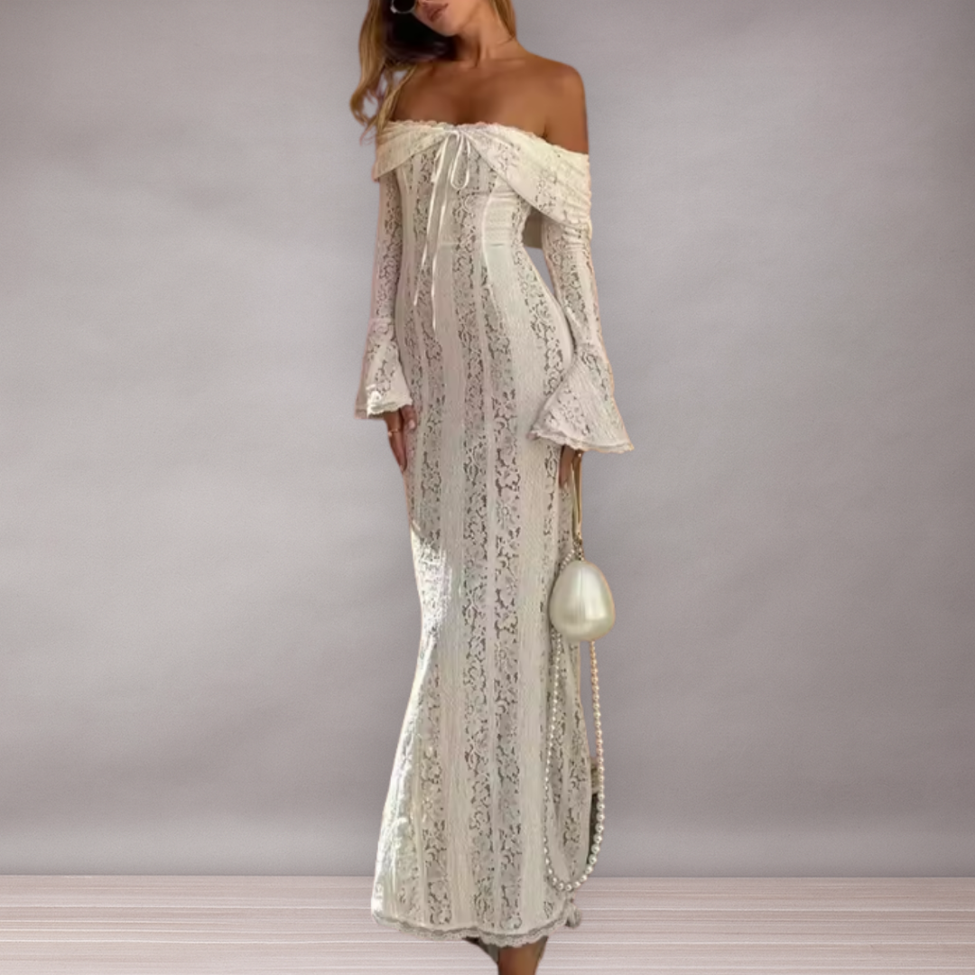 Robe Sirène Élégante en Dentelle Épaules Dénudées pour Femme | Ajustée