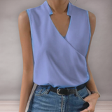 Blouse sans manches pour femmes avec décolleté en V | Élégante