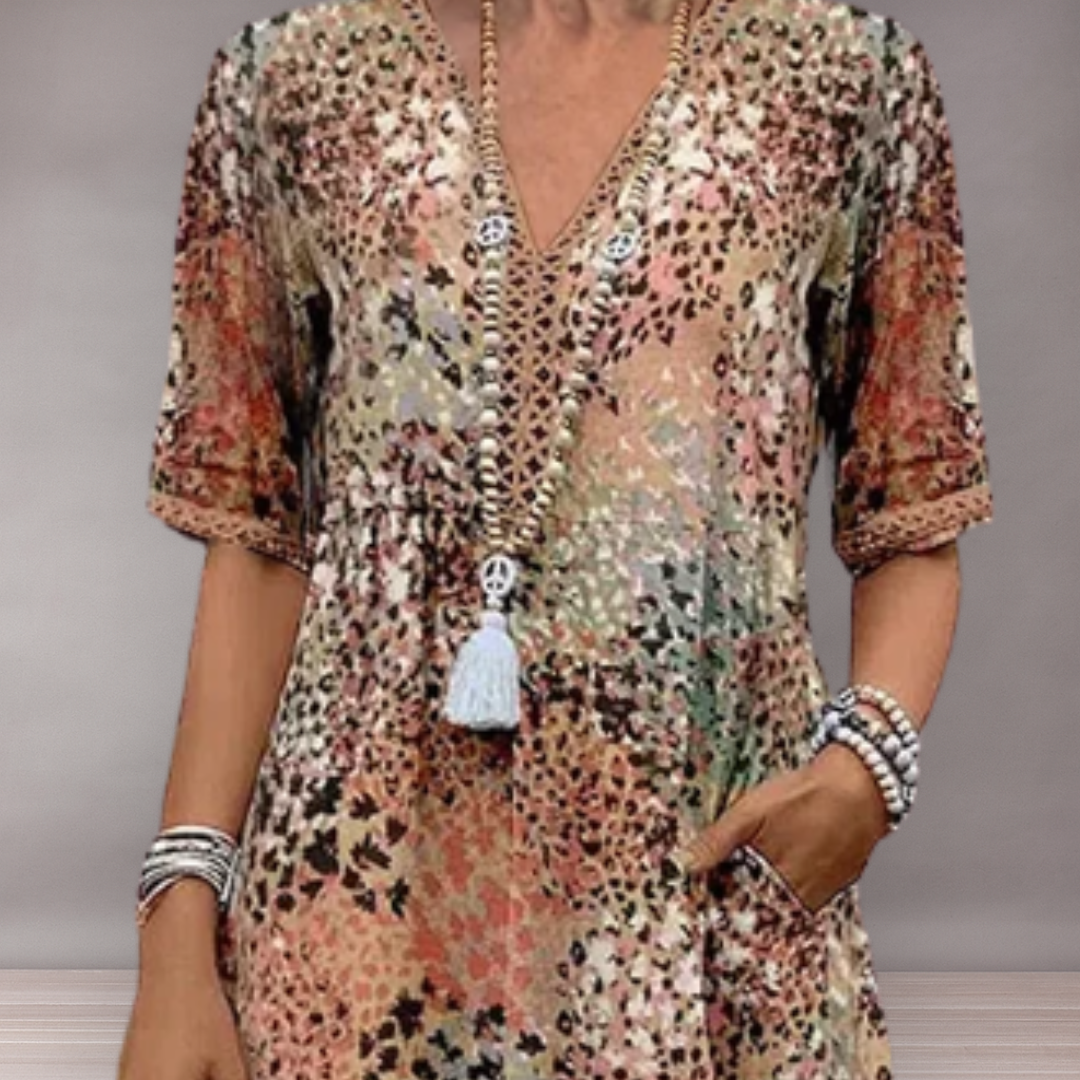 Robe ample pour femmes à motifs vifs | Au genou