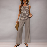 Together woman relaxed Wide printed pants and superimposed tank top | Relaxed
