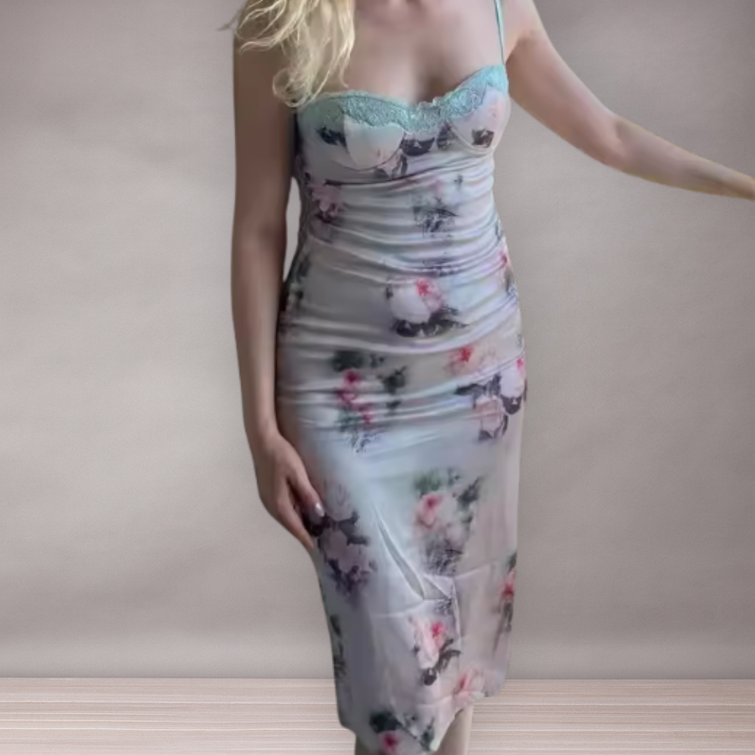 Długa sukienka w kwiecistej sukience dla kobiet | Elegancki