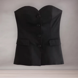 High waist pants set and buttoned vest for women | Elegance and daily comfort