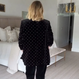 Blazer en velours pour femme | Détails en strass et fermeture à un bouton